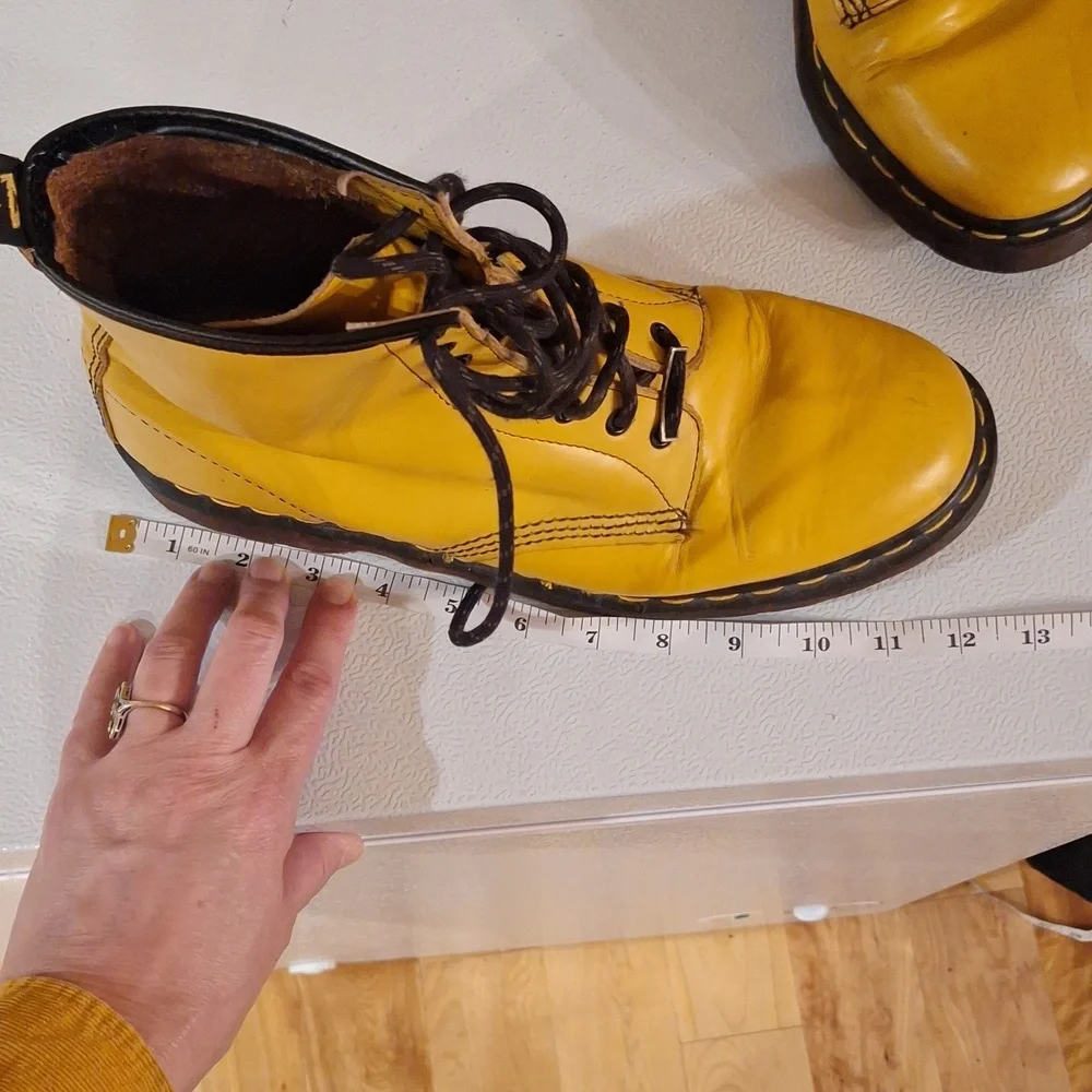 Dr. Martens 1460 *cp* Yellow Smooth Leather Combat Boots Mens 10.5 Womens 12.5 - Picture 6 of 7
